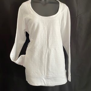 Danskin white fleece front cotton back material design on front long sleeve Sz M